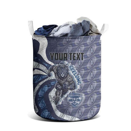 Personalised Geelong Cats Laundry Basket Trippy Psychedelic Abstract Art Mascot Football Fans