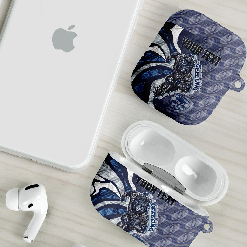 Personalised Geelong Cats AirPods Case Trippy Psychedelic Abstract Art Mascot Football Fans