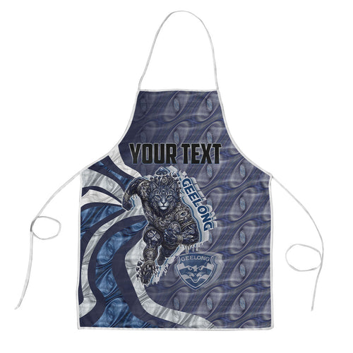 Personalised Geelong Cats Apron Trippy Psychedelic Abstract Art Mascot Football Fans