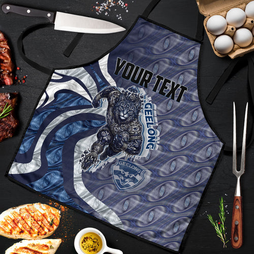 Personalised Geelong Cats Apron Trippy Psychedelic Abstract Art Mascot Football Fans