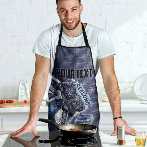 Personalised Geelong Cats Apron Trippy Psychedelic Abstract Art Mascot Football Fans