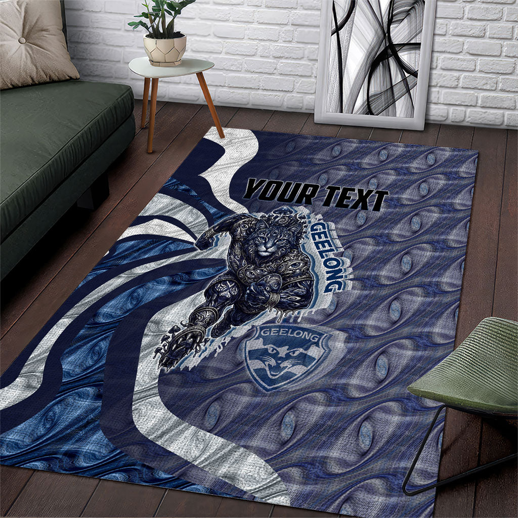 Personalised Geelong Cats Area Rug Trippy Psychedelic Abstract Art Mascot Football Fans