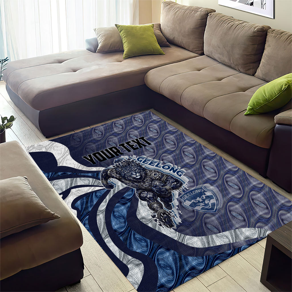 Personalised Geelong Cats Area Rug Trippy Psychedelic Abstract Art Mascot Football Fans