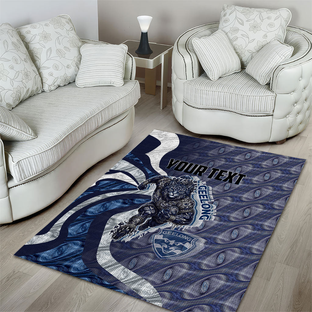 Personalised Geelong Cats Area Rug Trippy Psychedelic Abstract Art Mascot Football Fans