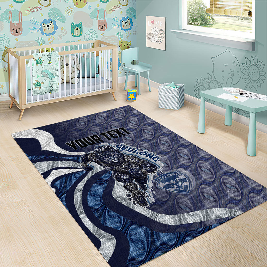 Personalised Geelong Cats Area Rug Trippy Psychedelic Abstract Art Mascot Football Fans