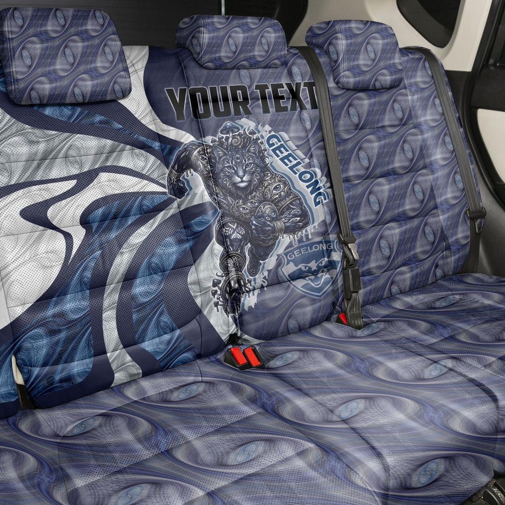 Personalised Geelong Cats Back Car Seat Cover Trippy Psychedelic Abstract Art Mascot Football Fans