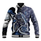 Personalised Geelong Cats Baseball Jacket Trippy Psychedelic Abstract Art Mascot Football Fans