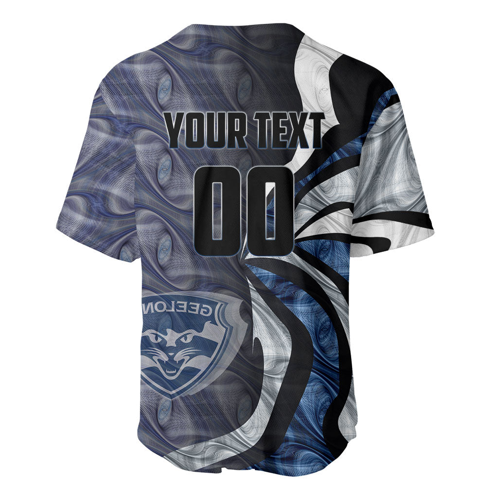 Personalised Geelong Cats Baseball Jersey Trippy Psychedelic Abstract Art Mascot Football Fans