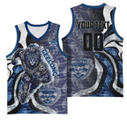 Personalised Geelong Cats Basketball Jersey Trippy Psychedelic Abstract Art Mascot Football Fans