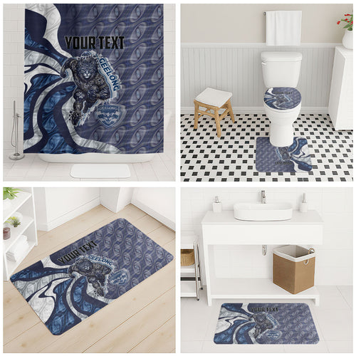 Personalised Geelong Cats Bathroom Set Trippy Psychedelic Abstract Art Mascot Football Fans