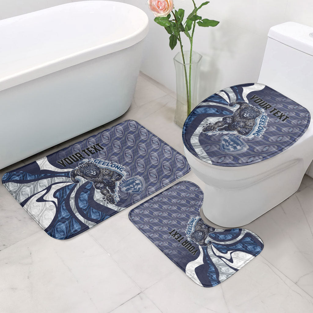 Personalised Geelong Cats Bathroom Set Trippy Psychedelic Abstract Art Mascot Football Fans