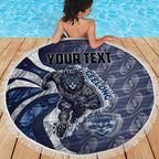 Personalised Geelong Cats Beach Blanket Trippy Psychedelic Abstract Art Mascot Football Fans