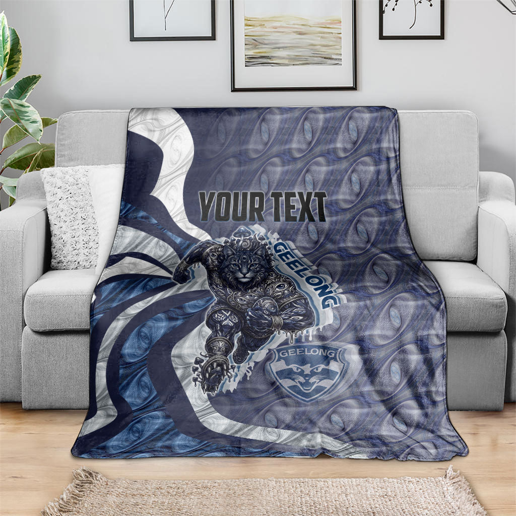 Personalised Geelong Cats Blanket Trippy Psychedelic Abstract Art Mascot Football Fans