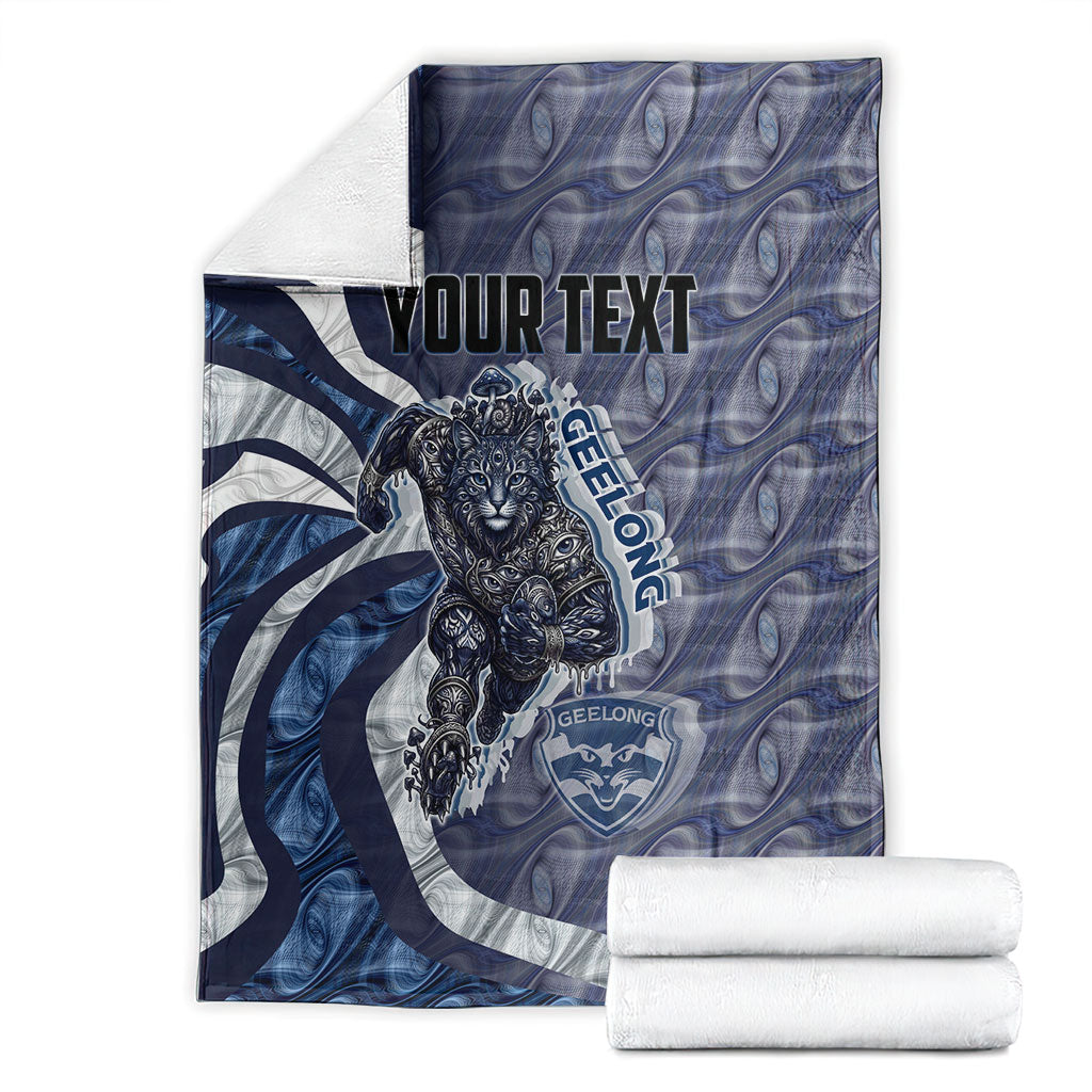 Personalised Geelong Cats Blanket Trippy Psychedelic Abstract Art Mascot Football Fans