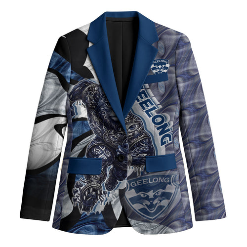 Personalised Geelong Cats Blazer Trippy Psychedelic Abstract Art Mascot Football Fans