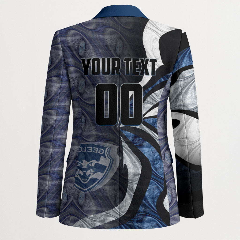 Personalised Geelong Cats Blazer Trippy Psychedelic Abstract Art Mascot Football Fans
