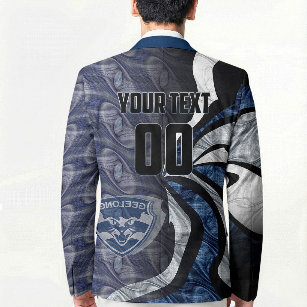 Personalised Geelong Cats Blazer Trippy Psychedelic Abstract Art Mascot Football Fans