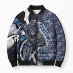 Personalised Geelong Cats Bomber Puffer Jacket Trippy Psychedelic Abstract Art Mascot Football Fans
