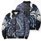 Personalised Geelong Cats Bomber Puffer Jacket Trippy Psychedelic Abstract Art Mascot Football Fans