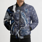 Personalised Geelong Cats Bomber Puffer Jacket Trippy Psychedelic Abstract Art Mascot Football Fans