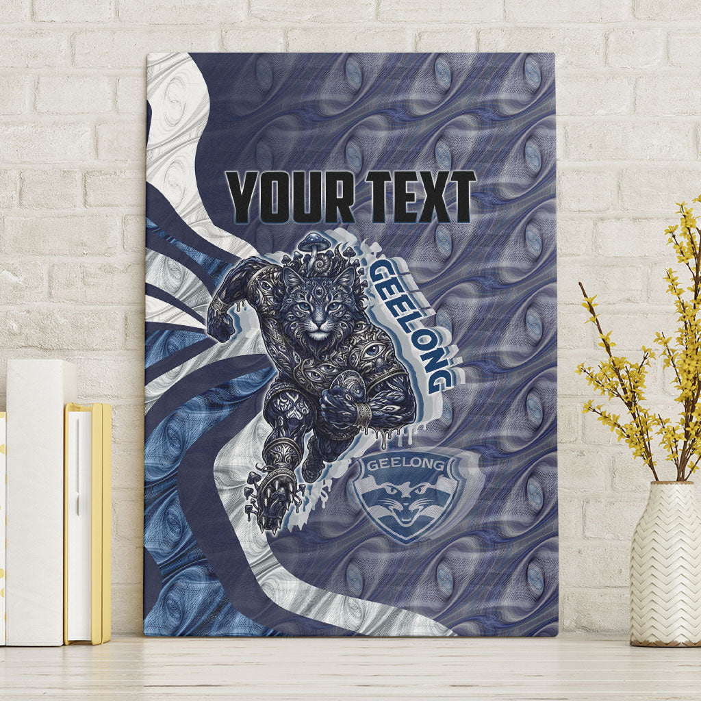 Personalised Geelong Cats Canvas Wall Art Trippy Psychedelic Abstract Art Mascot Football Fans