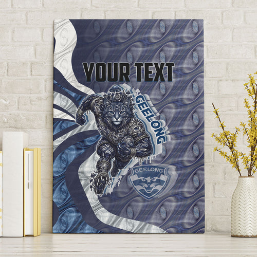 Personalised Geelong Cats Canvas Wall Art Trippy Psychedelic Abstract Art Mascot Football Fans