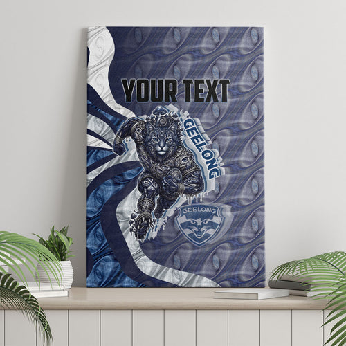 Personalised Geelong Cats Canvas Wall Art Trippy Psychedelic Abstract Art Mascot Football Fans