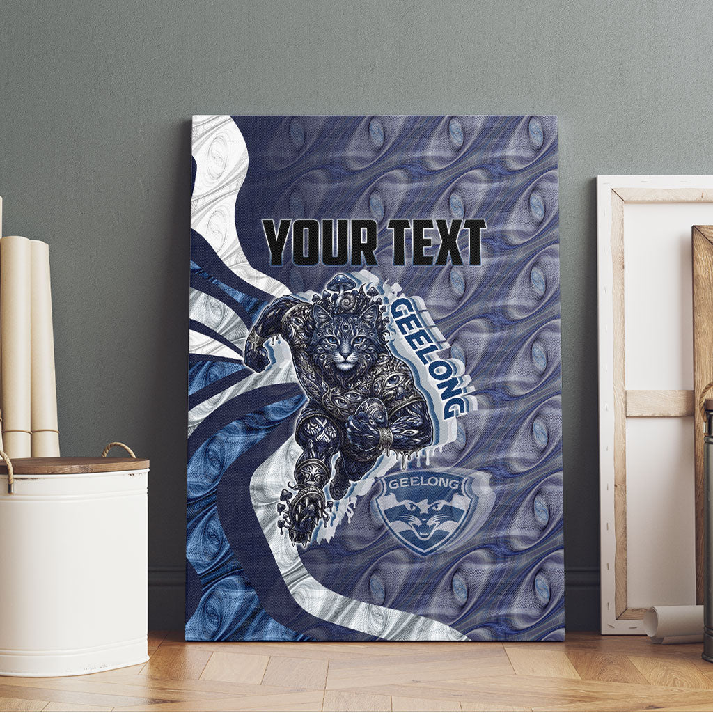 Personalised Geelong Cats Canvas Wall Art Trippy Psychedelic Abstract Art Mascot Football Fans