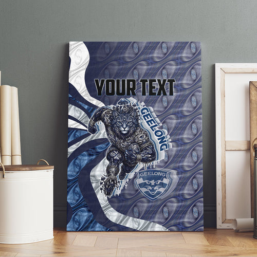 Personalised Geelong Cats Canvas Wall Art Trippy Psychedelic Abstract Art Mascot Football Fans