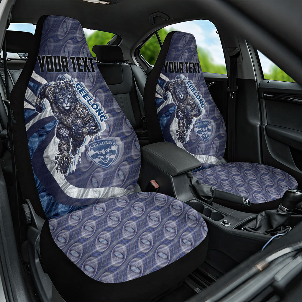 Personalised Geelong Cats Car Seat Cover Trippy Psychedelic Abstract Art Mascot Football Fans