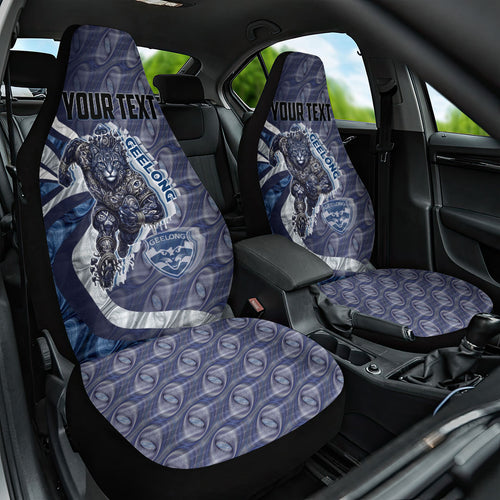 Personalised Geelong Cats Car Seat Cover Trippy Psychedelic Abstract Art Mascot Football Fans