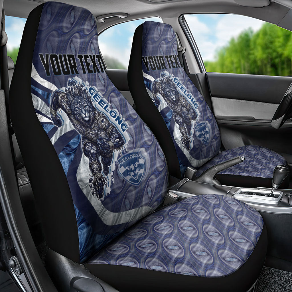Personalised Geelong Cats Car Seat Cover Trippy Psychedelic Abstract Art Mascot Football Fans