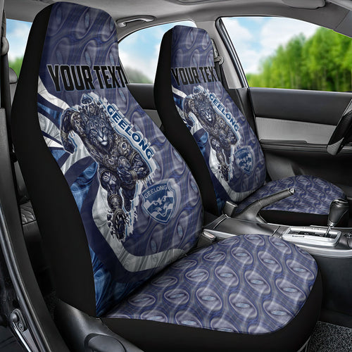 Personalised Geelong Cats Car Seat Cover Trippy Psychedelic Abstract Art Mascot Football Fans