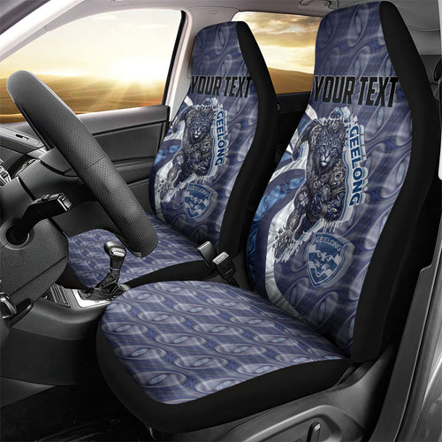 Personalised Geelong Cats Car Seat Cover Trippy Psychedelic Abstract Art Mascot Football Fans