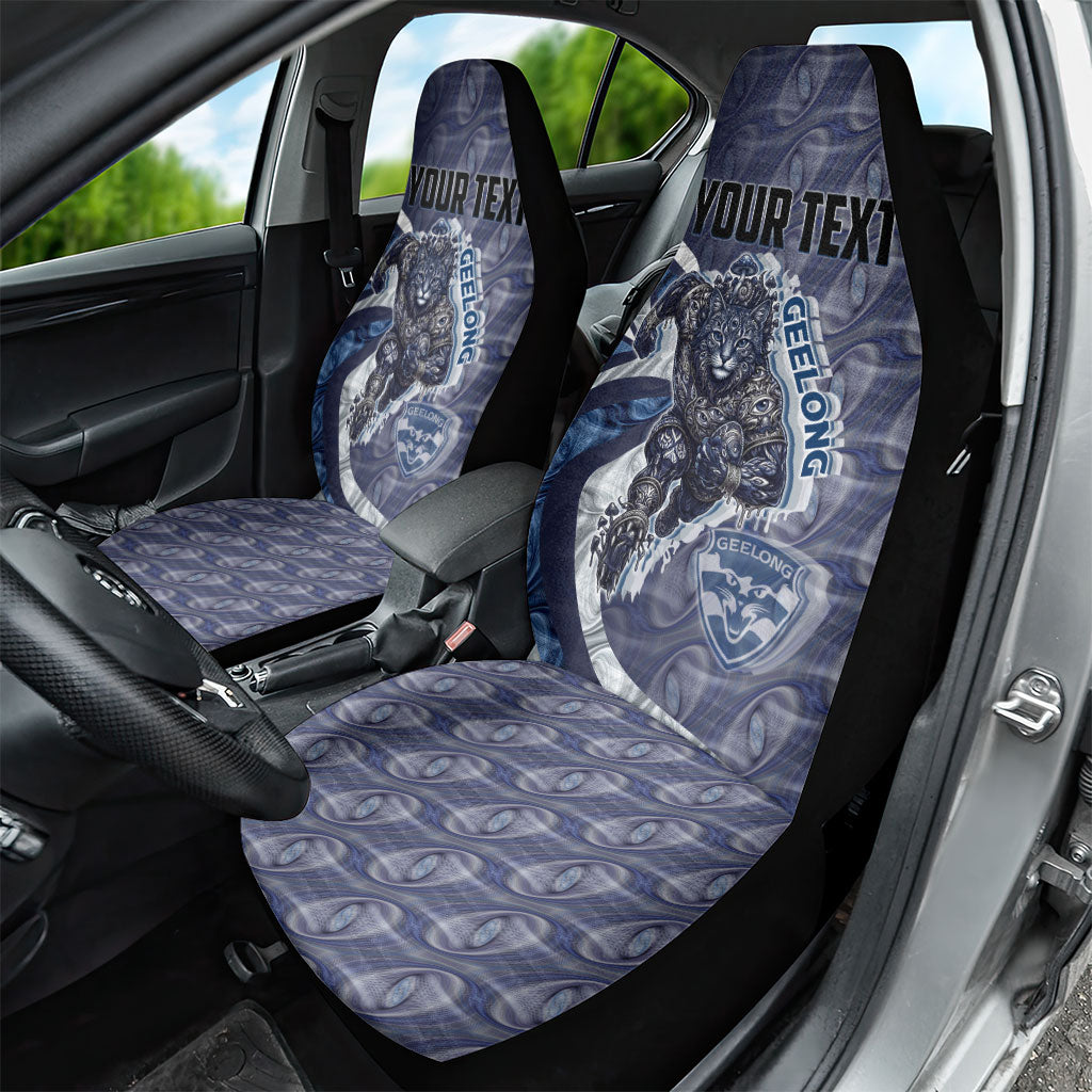 Personalised Geelong Cats Car Seat Cover Trippy Psychedelic Abstract Art Mascot Football Fans
