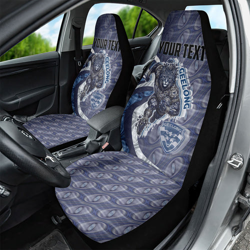 Personalised Geelong Cats Car Seat Cover Trippy Psychedelic Abstract Art Mascot Football Fans