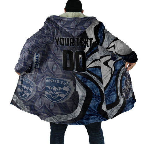 Personalised Geelong Cats Cloak Trippy Psychedelic Abstract Art Mascot Football Fans