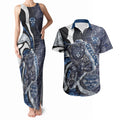 Personalised Geelong Cats Couples Matching Tank Maxi Dress and Hawaiian Shirt Trippy Psychedelic Abstract Art Mascot Football Fans