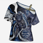 Personalised Geelong Cats Cross Shoulder Shirt Trippy Psychedelic Abstract Art Mascot Football Fans