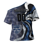 Personalised Geelong Cats Cross Shoulder Shirt Trippy Psychedelic Abstract Art Mascot Football Fans