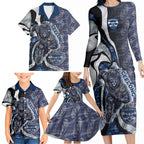 Personalised Geelong Cats Family Matching Long Sleeve Bodycon Dress and Hawaiian Shirt Trippy Psychedelic Abstract Art Mascot Football Fans
