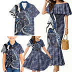 Personalised Geelong Cats Family Matching Mermaid Dress and Hawaiian Shirt Trippy Psychedelic Abstract Art Mascot Football Fans