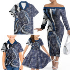 Personalised Geelong Cats Family Matching Off The Shoulder Long Sleeve Dress and Hawaiian Shirt Trippy Psychedelic Abstract Art Mascot Football Fans