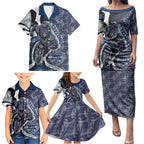 Personalised Geelong Cats Family Matching Puletasi and Hawaiian Shirt Trippy Psychedelic Abstract Art Mascot Football Fans
