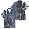 Personalised Geelong Cats Family Matching Summer Maxi Dress and Hawaiian Shirt Trippy Psychedelic Abstract Art Mascot Football Fans