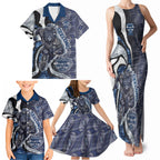 Personalised Geelong Cats Family Matching Tank Maxi Dress and Hawaiian Shirt Trippy Psychedelic Abstract Art Mascot Football Fans