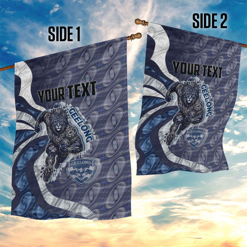 Personalised Geelong Cats Garden Flag Trippy Psychedelic Abstract Art Mascot Football Fans