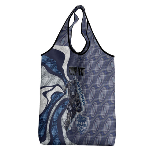Personalised Geelong Cats Grocery Bag Trippy Psychedelic Abstract Art Mascot Football Fans