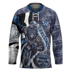 Personalised Geelong Cats Hockey Jersey Trippy Psychedelic Abstract Art Mascot Football Fans