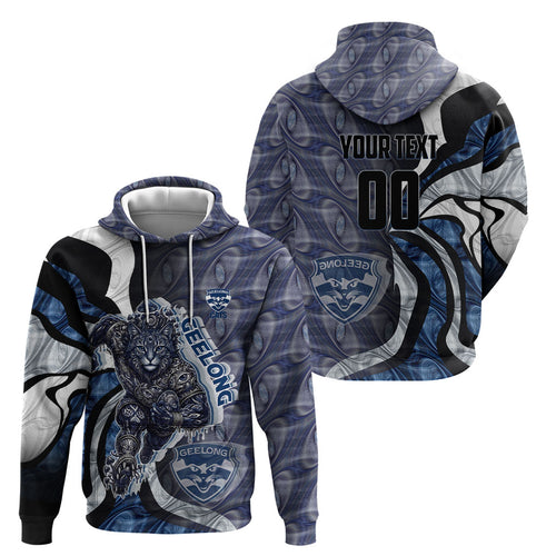 Personalised Geelong Cats Hoodie Trippy Psychedelic Abstract Art Mascot Football Fans